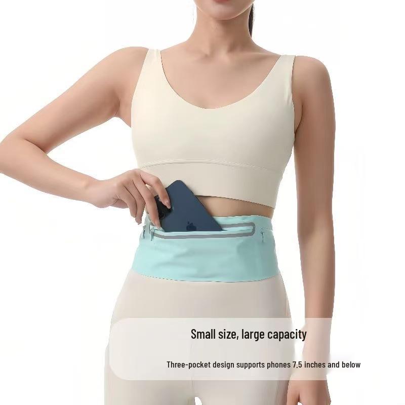 Ultra-thin Lycra Waterproof Running Waist Bag with Three Pockets and Large Capacity