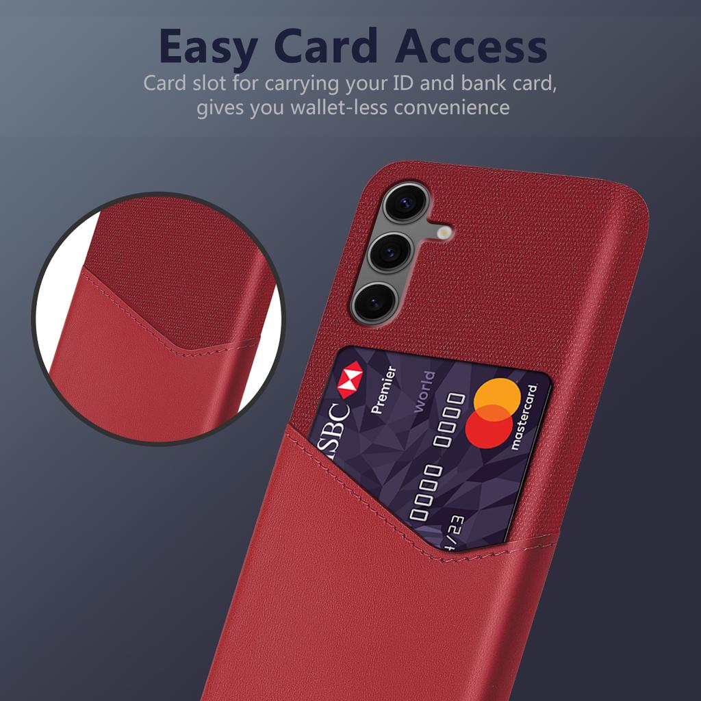 For Samsung Galaxy S24 FE Case Cloth Texture PU Leather Hard PC Card Slot Phone Cover