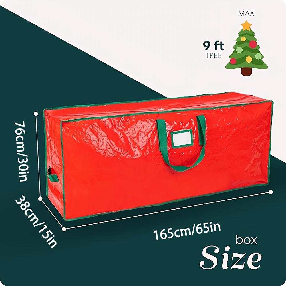 

Large Capacity Holiday Tree Storage Bag - Zippered Bag with Handle | Durable Rectangular Green Red Trim Indoor/Outdoor