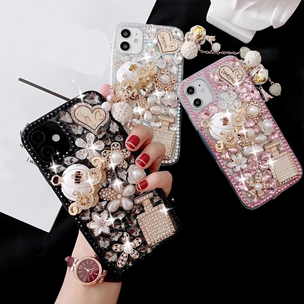 Glitter Rhinestone Phone Case For VIVO Y400 Pro Y300 Y200E Y200 Y300 Y300T Y04 Y03 T4 T3X T4X 4G 5G Bling Crystal Design with Pumpkin Cover Girls Gift