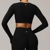 Oiob Tight Quick-Drying Yoga Long Sleeve Women V-neck Short Slimming Top Outdoor Running Sports Fitness T-shirt Chest Pad