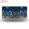 Floral Border Aluminum License Plate 5.9x11.8in, 1PC 2D Flat Vintage Garden Auto Tag, Rustproof Metal Sign for Car Truck SUV, Halloween Gift