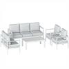 5 Pieces Aluminium Garden Furniture Set with Olefin Cushions, Extra Deep Outdoor Garden Sofa Set, White