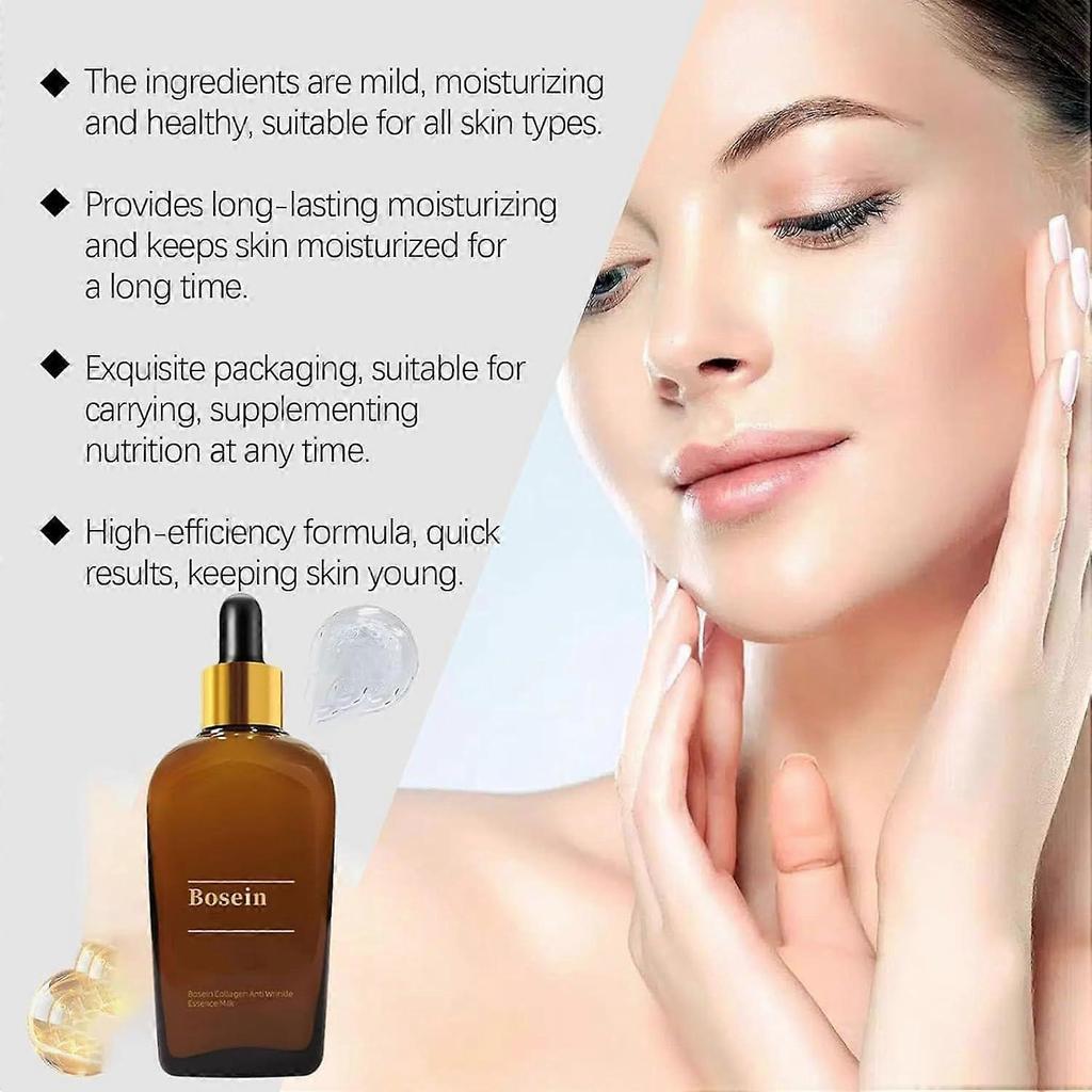 Wrinkle-Resistant Essence, Bosein Collagen Anti Wrinkle Essence Milk, Hydrating Anti-aging Essence, Deep Moisturizing Face Serum Essence, for All Skin