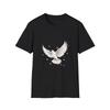 Dove Watercolor Floral Delicate Black Tee Nature Peace Graphic T-Shirt