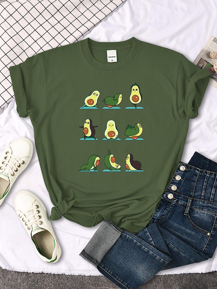 Woman T-Shirt Avocado Teaches You To Practice Yoga Printing Blouses Womensfashion Oversize Blouses Funny Fruit Ladies Tshirts