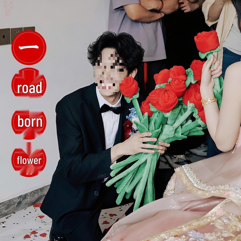 Wedding Proposal Fabric Rose Bouquet Photo Props