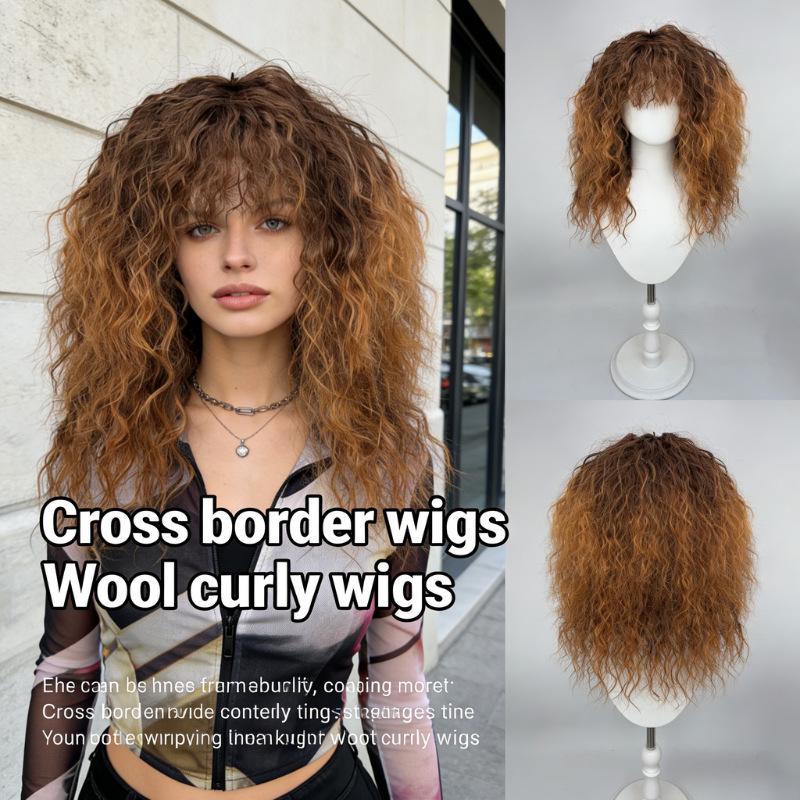 Stilvolle hitzebeständige Damen-Vollperücke: Europäisches & Amerikanisches Flauschiges Locken-Design