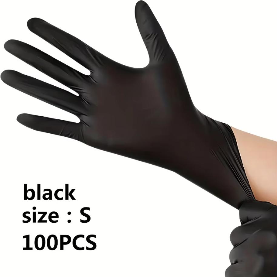 100pcs Black Nitrile Disposable Gloves - Waterproof Durable Non-Medical Gloves S/M/L/XL for Kitchen Bathroom Home Cleaning