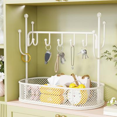 Entryway Key Holder Storage Rack Large Capacity Reinforced Fence Design Decorative Desktop Sundries