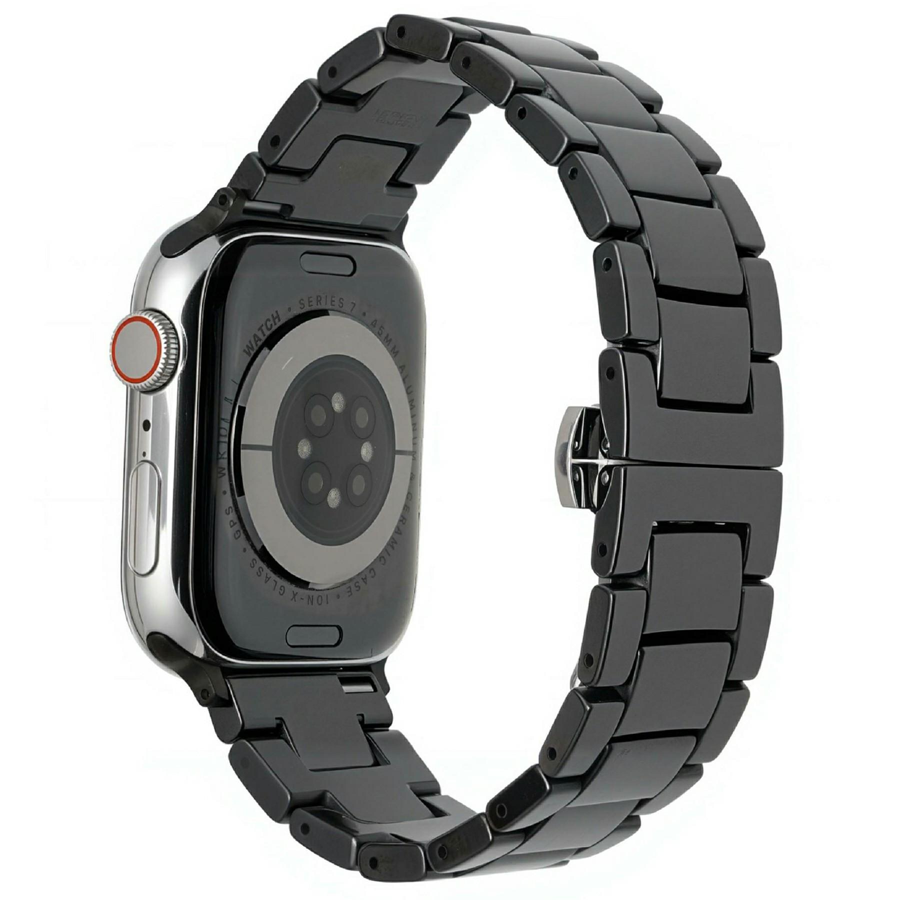 

Watch Band For Apple Watch Series 10 Ultra 9 8 7 SE 6 5 4 3 2 1 46mm 49mm 45mm 44mm 42mm Ceramic Bead Strap Black
