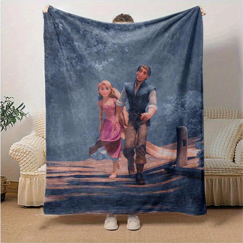 1pc, Tangled Rapunzel & Flynn Rider Throw Blanket Disney Princess Home Decor, Soft Coverlet for Bed, Couch, Travel, Camping, Car, Beach