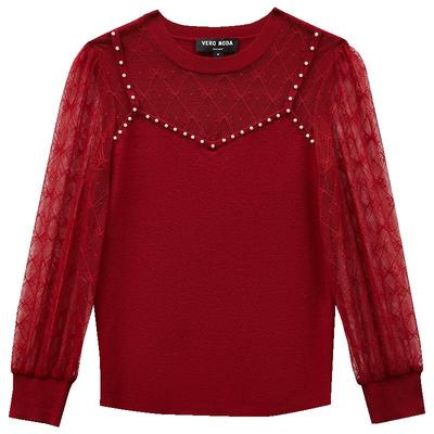Women's See-Through 3/4 Sleeve Knit Top