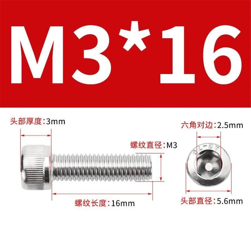 50 Pcs M3 x 8 mm hexagon socket screws, 304 stainless steel hexagon socket drive machine screws