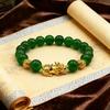 10mm Imitation Jade Pixiu Couple Bracelet with RuYi Beads for Wealth and Luxury