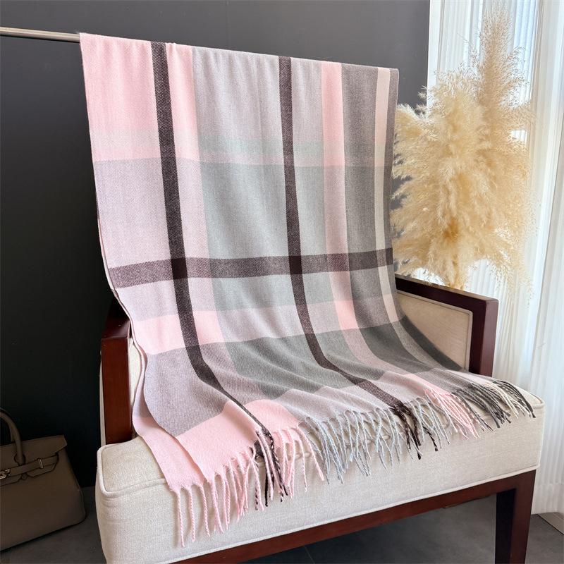 Korean version of literary and artistic plaid, warm in autumn and winter, cold scarf shawl, commuting versatile couple tassel imitation cashmere scarf