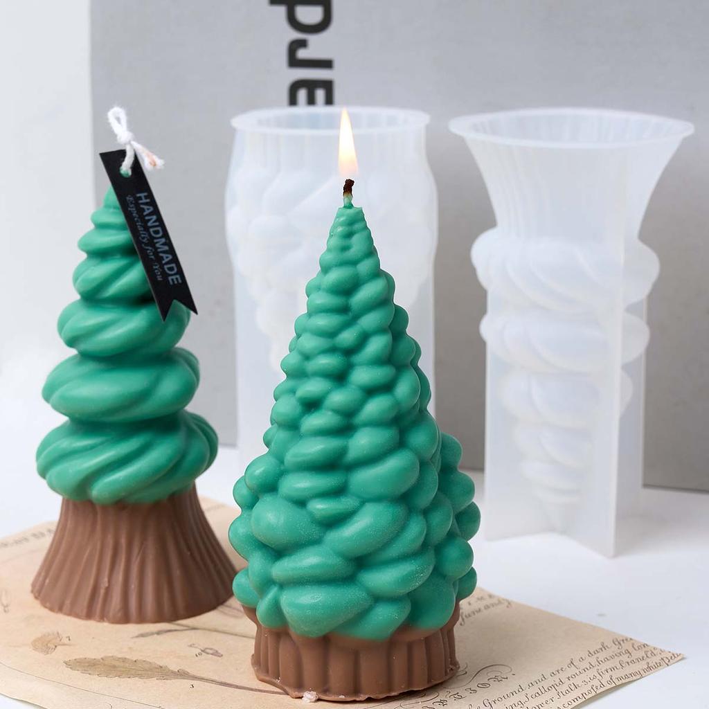 3D Christmas Tree Silicone Candle Mold DIY Gypsum Cement Casting Molds Aromath Soap Resin Crafts Making Xmas Decor Supplies