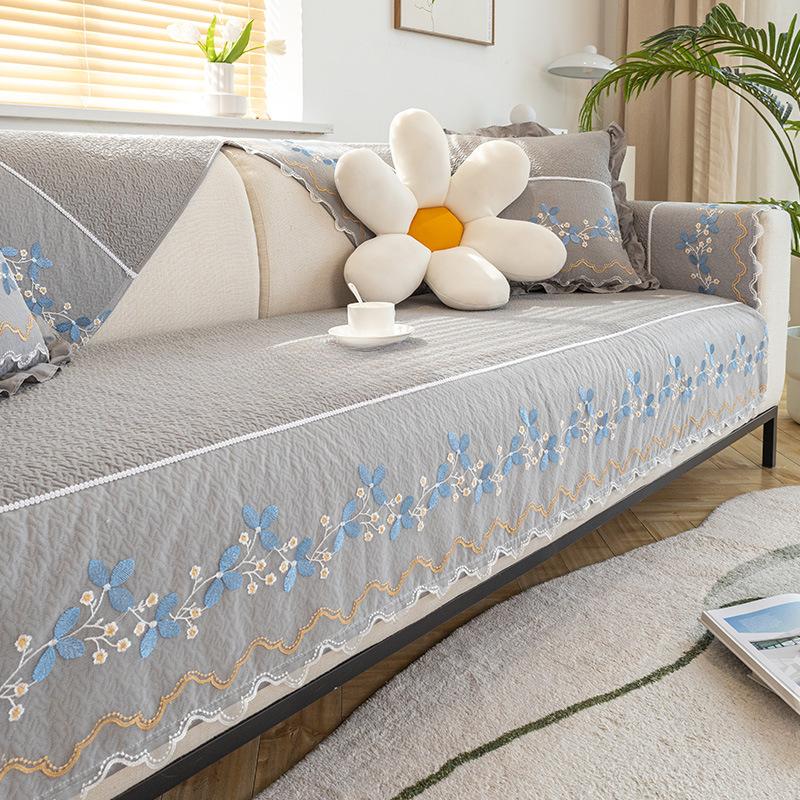 Reiner Baumwolle Sofakissen Vier Jahreszeiten Universelle Sitzkissenbezug Stoff Einfach Modern Rutschfeste Matte Wohnzimmer Sofaüberwurf Husse