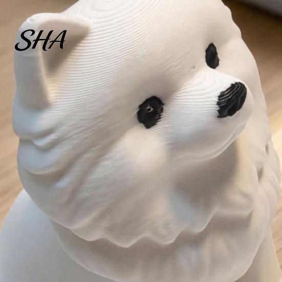 Puppy Desktop Decoration 3D Printed Pomeranian Figurine, Lifelike Dog Model, Statue, Luxury Home Decor Tabletop Animal Decorative Desk Ornament