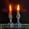 2pcs Spooky Halloween Skull Candle LED Light Skelet Ghost Hand Flameless Candle Include Battery for Home Party Atmosphere Decor