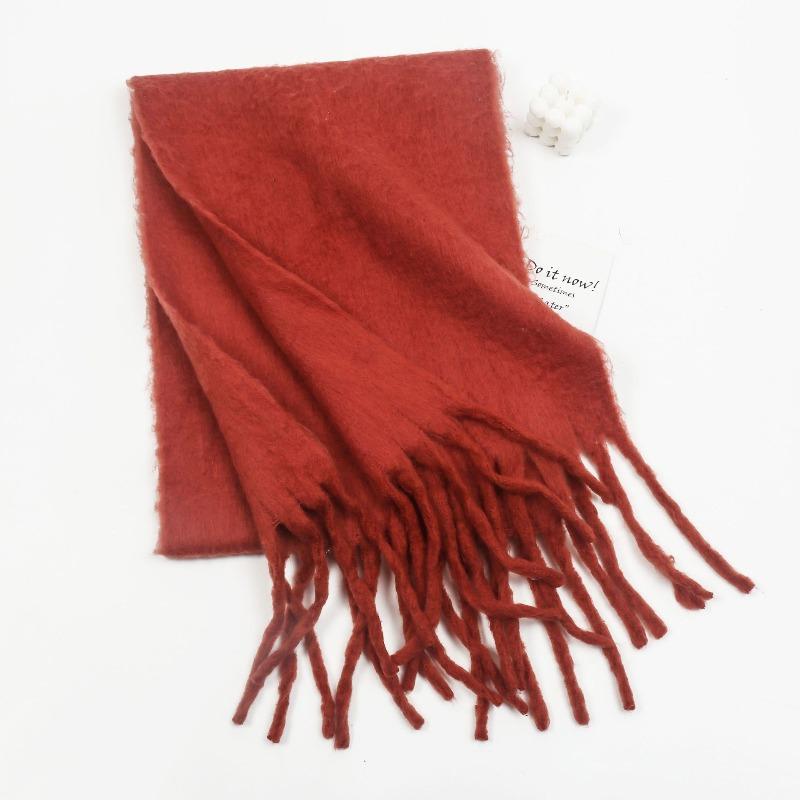 New Mohair Solid Color Versatile Scarf Girls Premium Thickened Couple Scarf Shawl