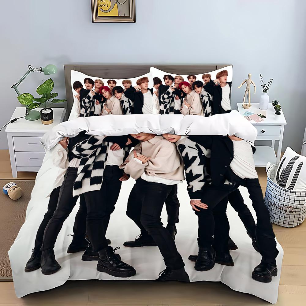 KPOP Duvet Cover Pillowcase S-Stray-K-Kids Bedding Set Adult Boy Girl Bedroom Decoration Children Gift Single Double Large Size