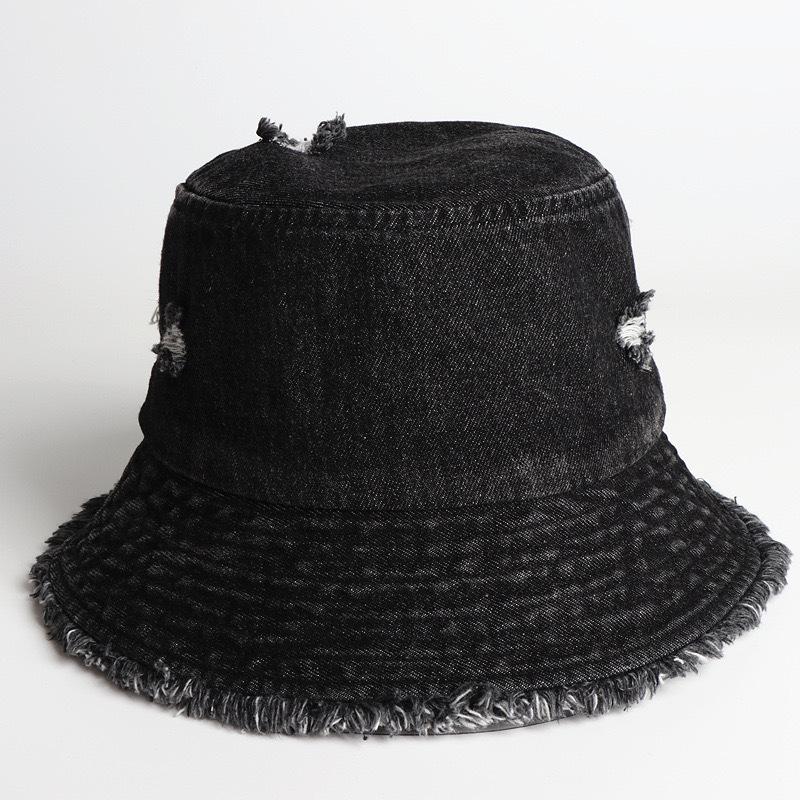 Personalisierter Sonnenschirm Sonnenhut Fischerhut Damen Loch Denim Fransenkante Mode Literarisch Leichtes Brett Beckenhut