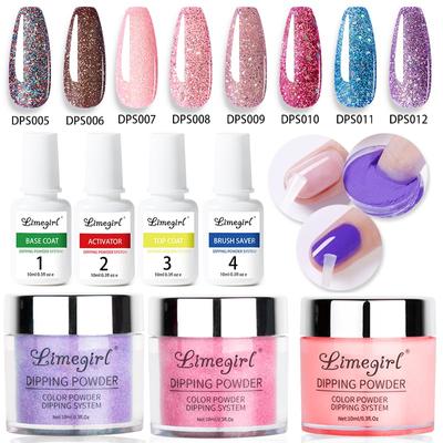 Limegirl 10g Dipping Nail Powder Set Natural Dry Holographics Dipping System Nails Power