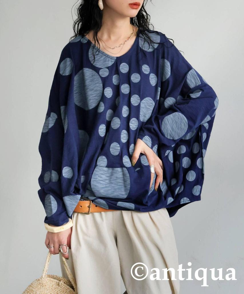 Antiqua Dotted Asymmetrical One Size Blue Women's Top, PA-03780, 32,