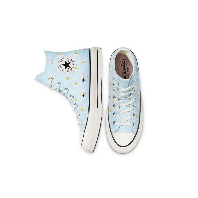 Converse Womens Chuck 70 High 'Embroidered Floral Print - Chambray Blue' (women's Sizes) Chambray Blue / Egret / Black Canvas Shoes 570917C