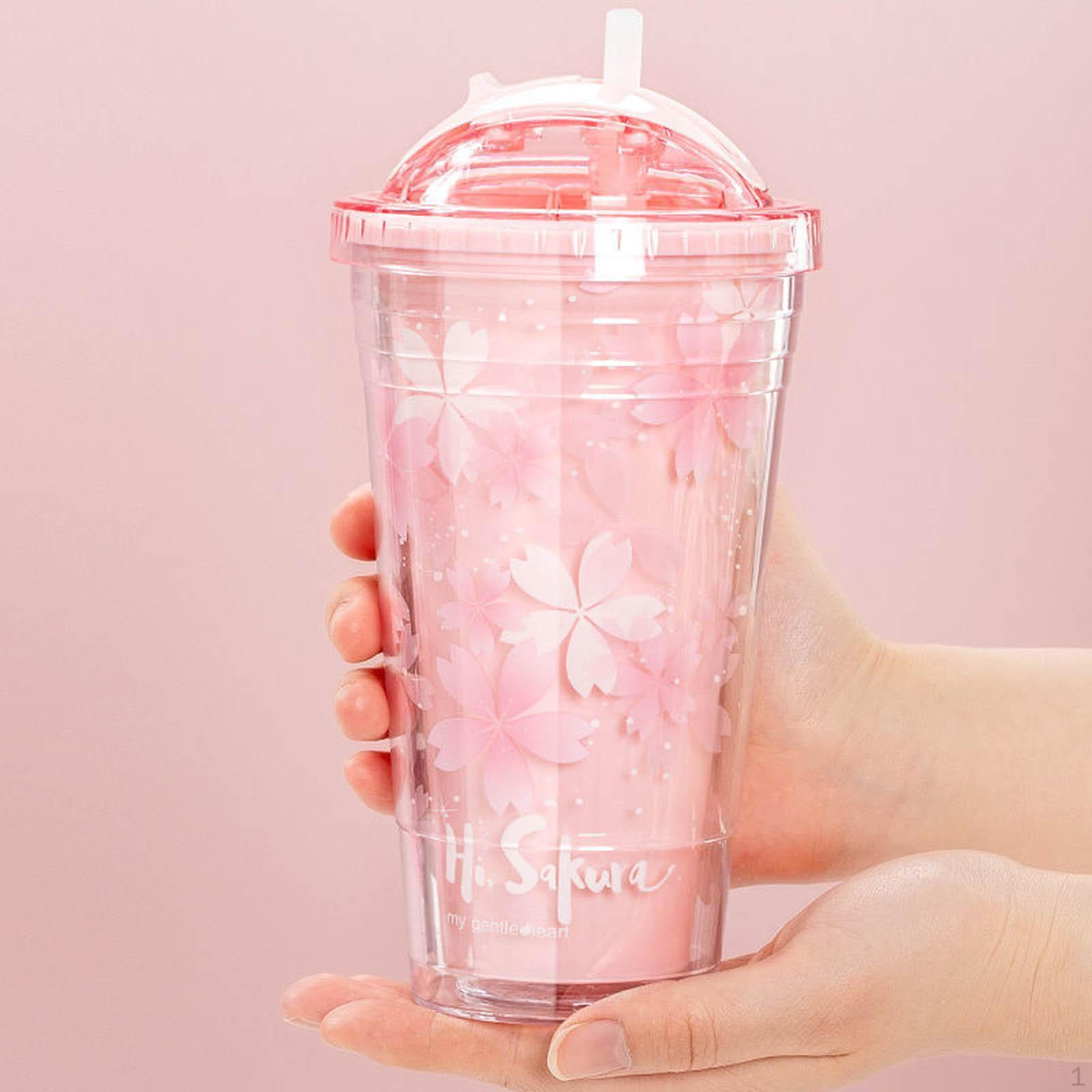 

Чашки с крышками и соломенной изоляцией из бисфенола А, многоразовый стакан, кружка для мальчиков, путешествующих с молоком Sakura Pink