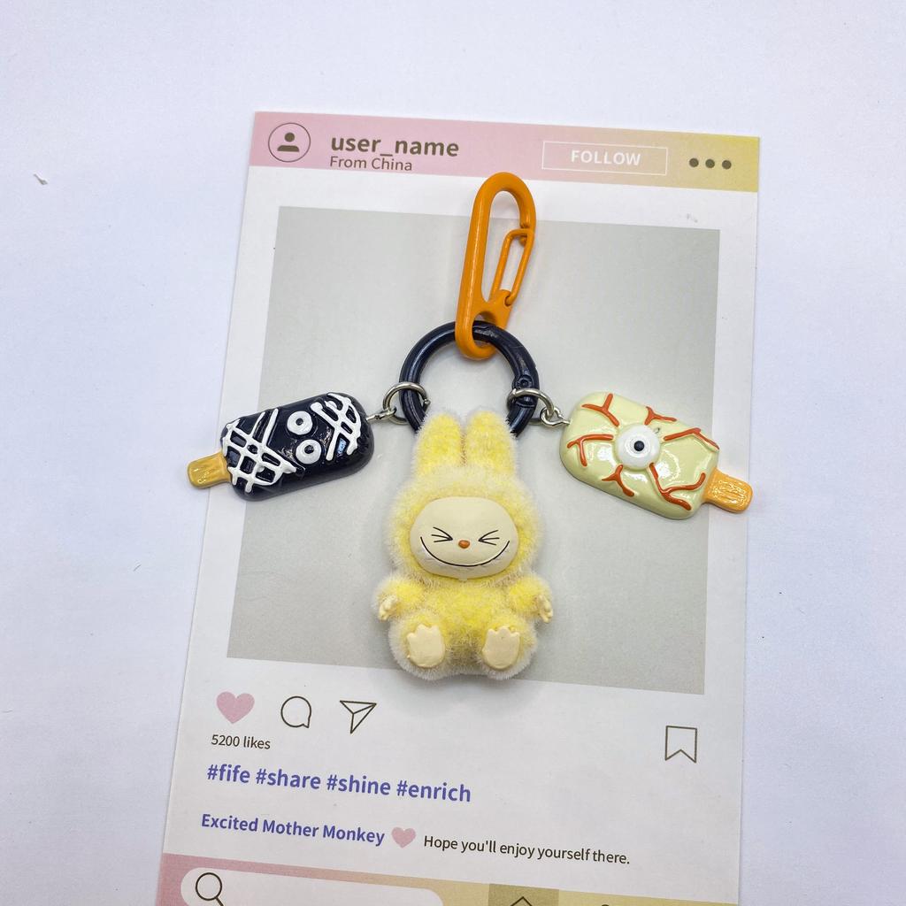 Halloween Flocking Mini Toys Cute Gift Baby-free Keychain Cartoon Bag Car Key Pendant