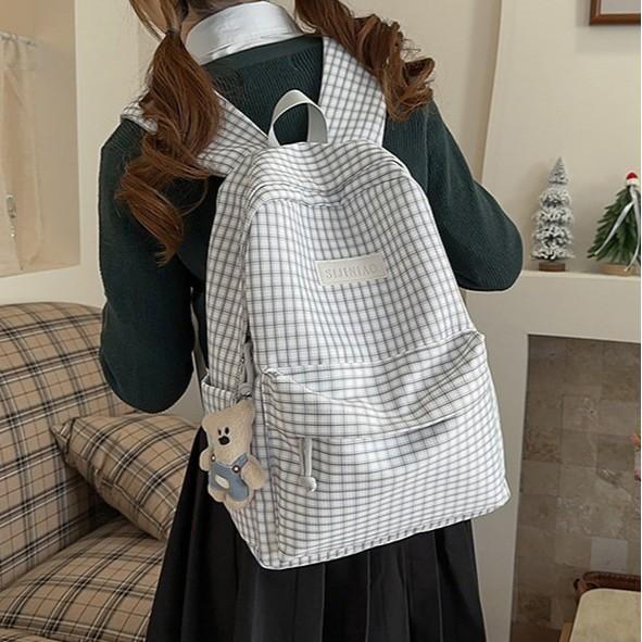 Schoolbag Japanese ins Plaid Backpack Junior High School Student College Student School Bag Large Capacity Lightweight Travel Backpack Female