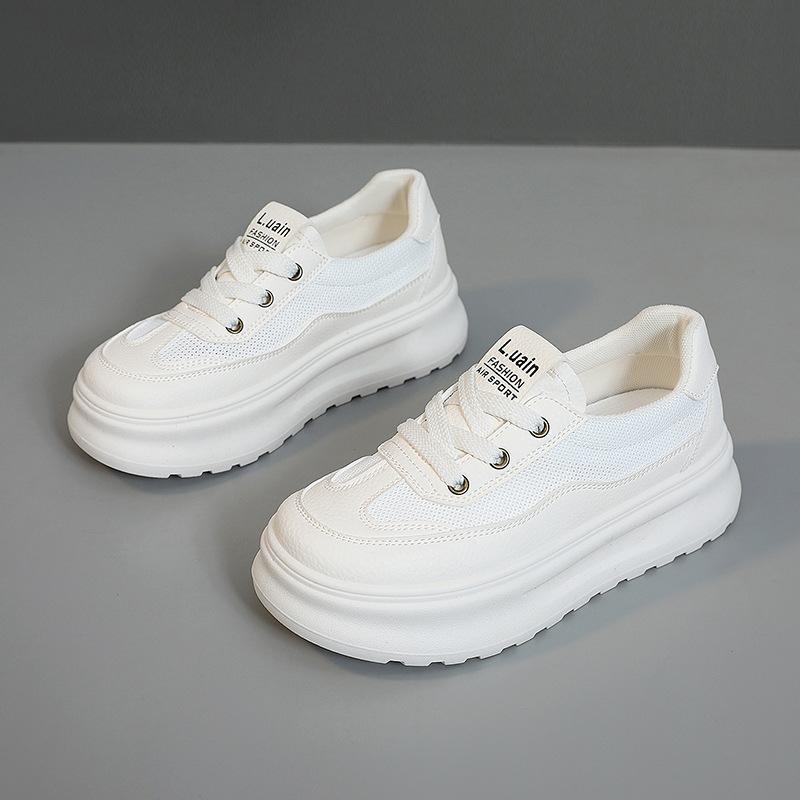

[Customized] KT289 thick-soled little white shoes women s 2025 new spring and summer hollow and breathable casual versatile board shoes yellow 40