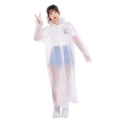 Thicken Long Sleeve Single-breasted Adult Poncho Drawstring Translucent Adult Kids Hooded Raincoat Outdoor Supplies