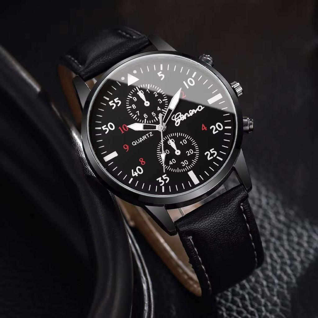 2 Stück Modisches Business-Uhren-Set Lässige Lederarmband-Quarzuhren für Herren Uhr Geschenk Reloj Hombre