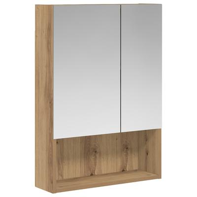 Bathroom Mirror Cabinet Rustic Oak Design 50 X 14.5 X 70 Cm