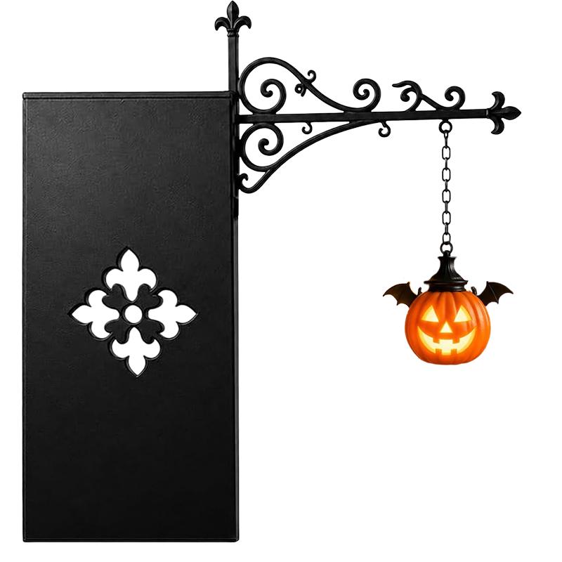 Halloween Gothic LED Wall‑Mounted Night Light, Retro Metal Bookshelf Reading Lamp, Spooky Home Room Wall Decor Ornament
