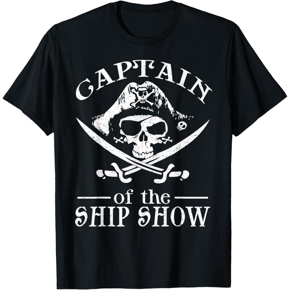 Funny Pirate design Captain Ship Show Boater Boating Captain Cotton Men T Shirt S чёрный