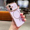For iPhone 16 Magnetic Case Electroplating Wave Edge TPU Phone Cover Heart Pattern