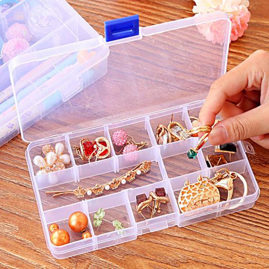 10/15/24 Grids Jewelry Box Wear-resistant Space-saving Transparent Small Earring Storage Box for Travel