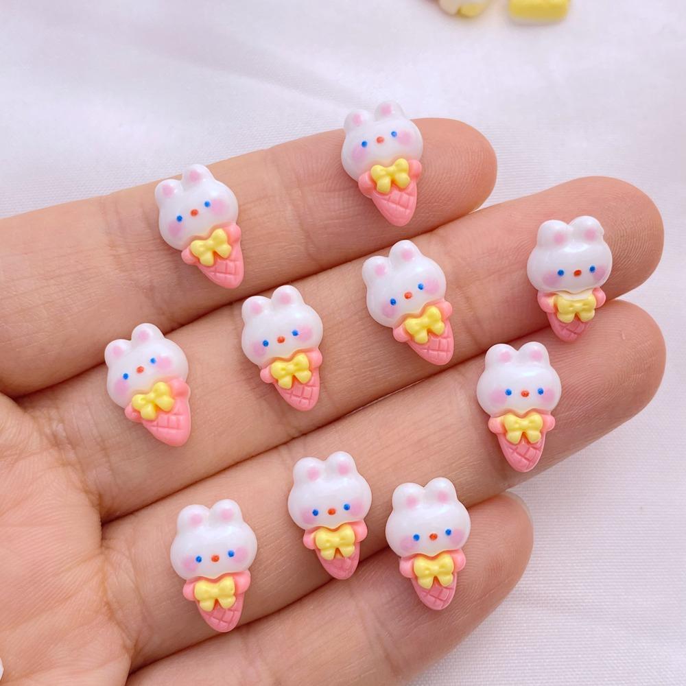 20Pcs New Cute Resin Mini Cartoon Rabbit Series Flat Back Manicure Parts Embellishments For Hair Bows Accessories