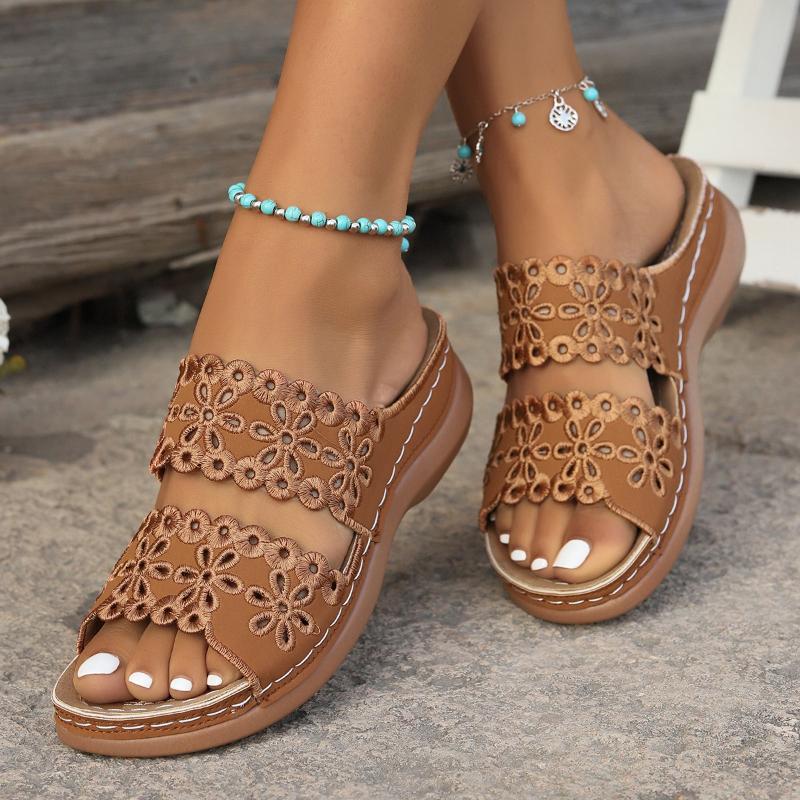 Fashion Sandals Shoes Women Summer Platform Shoes Woman Slip On Walking Shoes Wedge Women's Sandals Retro Woman Slippers Female Footwear