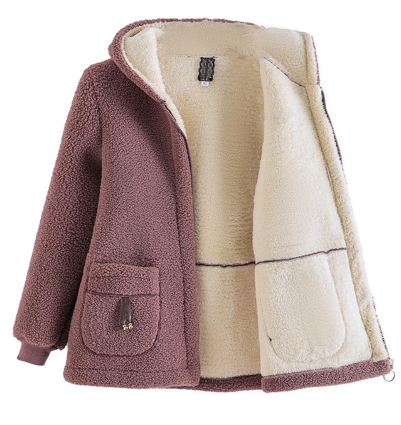 Plus Size Fleece-Lined Winter Coat for Middle-Aged & Elderly Women