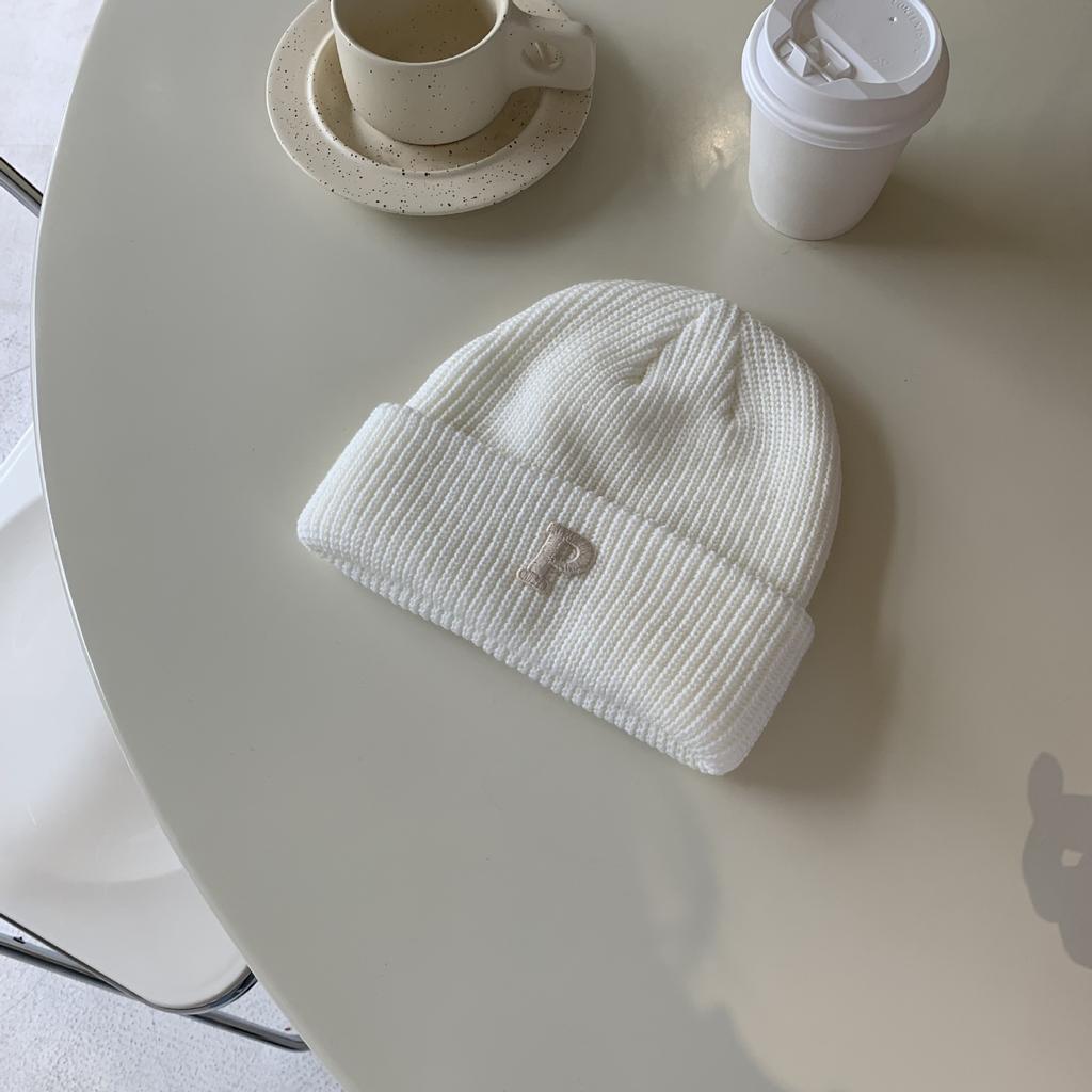 All-match Letter Knitted Wool Hat for Women Korean Style Autumn and Winter Warm Fashion Bag Head Hat