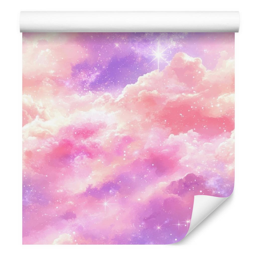 Watercolor Galaxy Wallpaper Powder Pink, Lavender, and Coral 50x1000