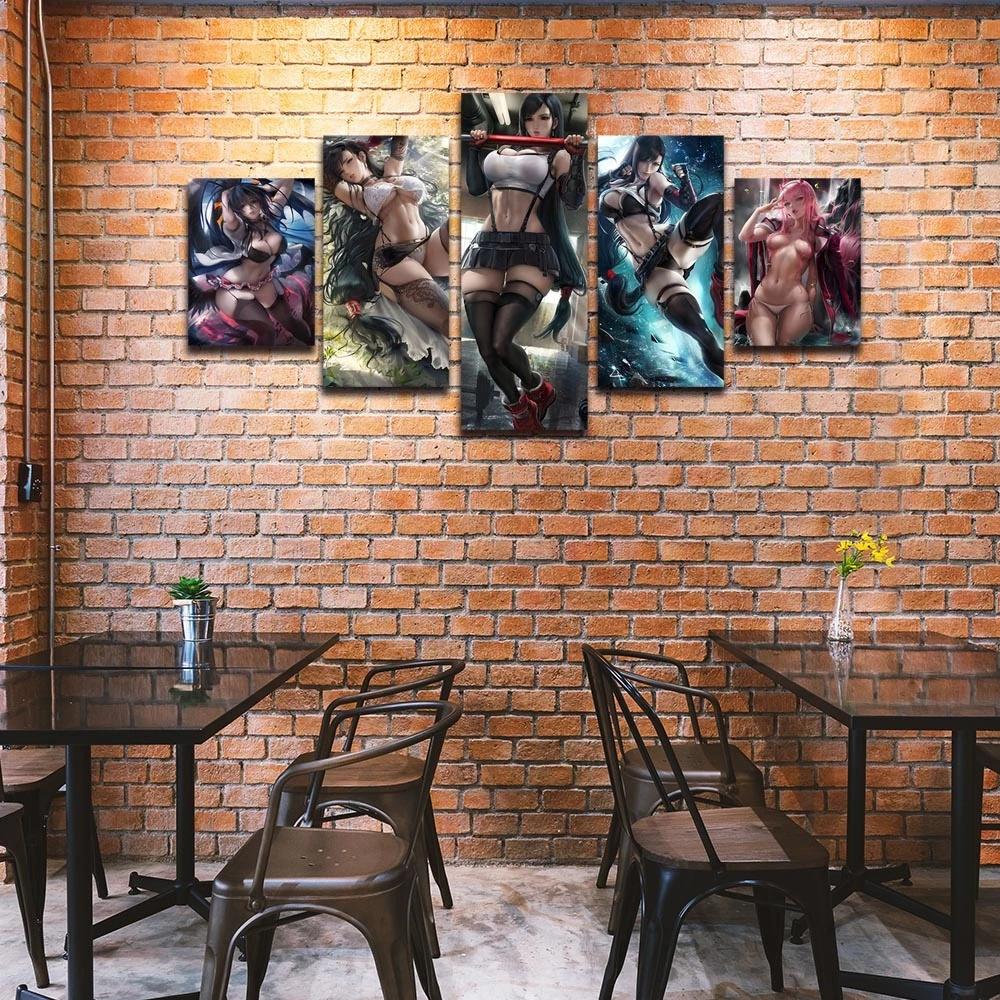 Canvas Painting Wall Art Print 5 Pieces Anime Characters Sexy Woman Poster Picture Modular for Living Room Home Decoration Frame