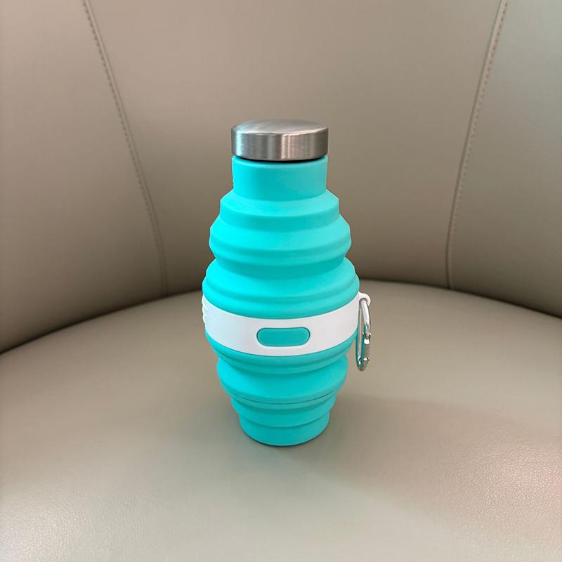 Reusable 475Ml Collapsible Water Bottles Retractable Portable Hiking Cups With Carabiner Silicone Folding Drink Cups Sport