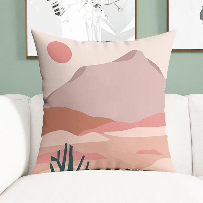 Office Living Room Home Pillowcase Simple Illustration Landscape Pattern Pillowcase Car Ornaments