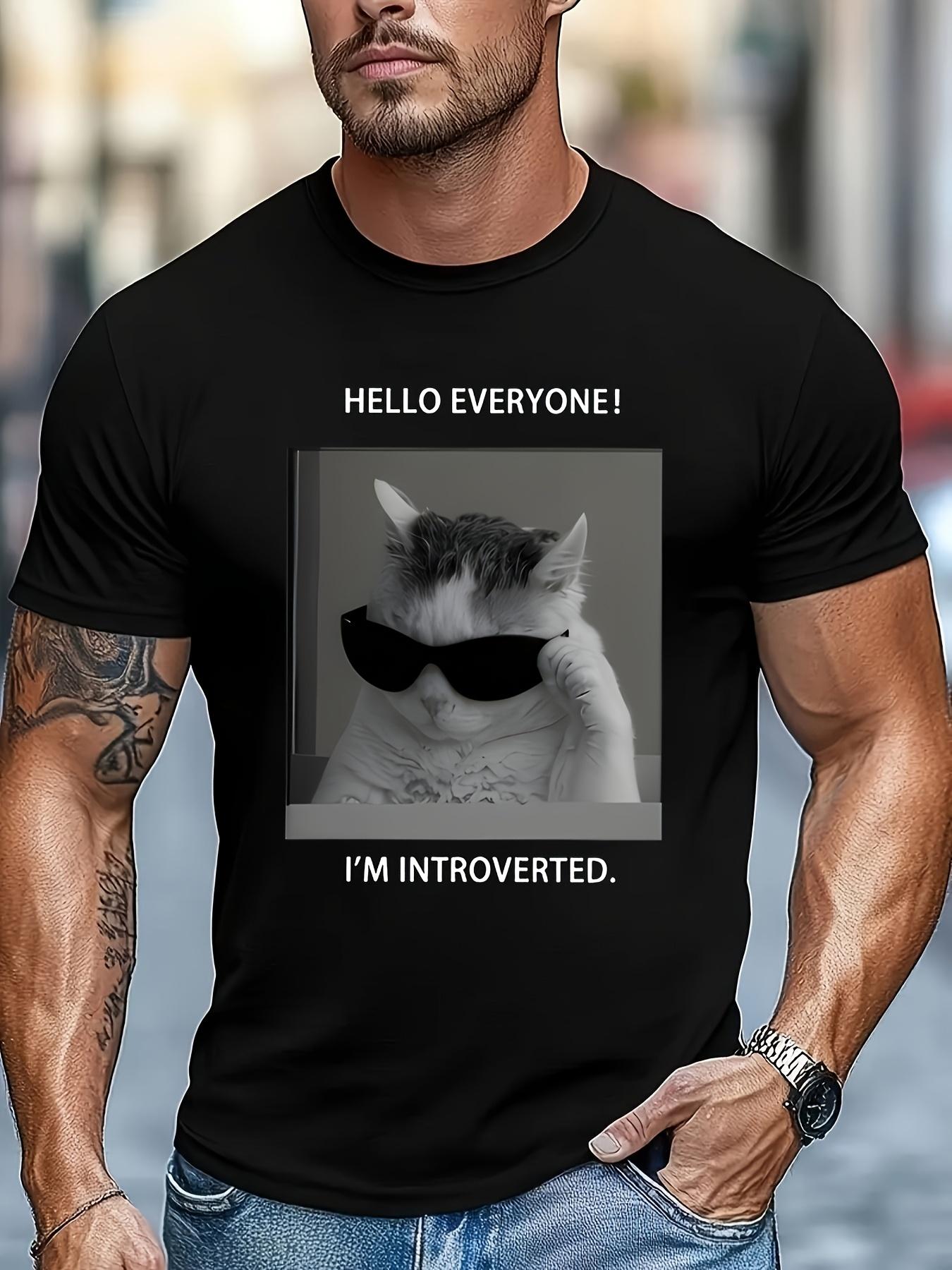 Casual Cat Graphic T-shirt - Breathable Polyester Blend XXL